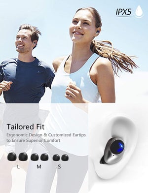 True Wireless Earbuds, ABLEGRID Kanoe apt-X in-Ear Earphones, 30H Playtime Sports Headset with Charging Cabin